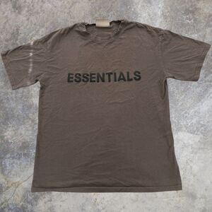 Fear of God Essentials Shirt Mens M Spell Out Brown Logo